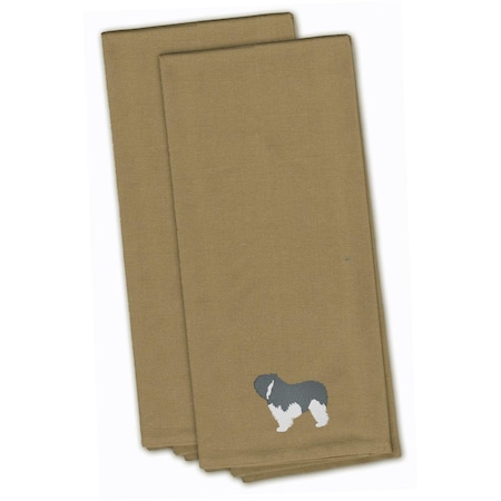 Carolines Treasures Polish Lowland Sheepdog Dog Tan Embroidered Kitchen Towel BB3432TNTWE